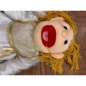 Sunny & Co Angel Full Body Hand Puppet Gold Wings Yarn Hair Vintage 2000 28"